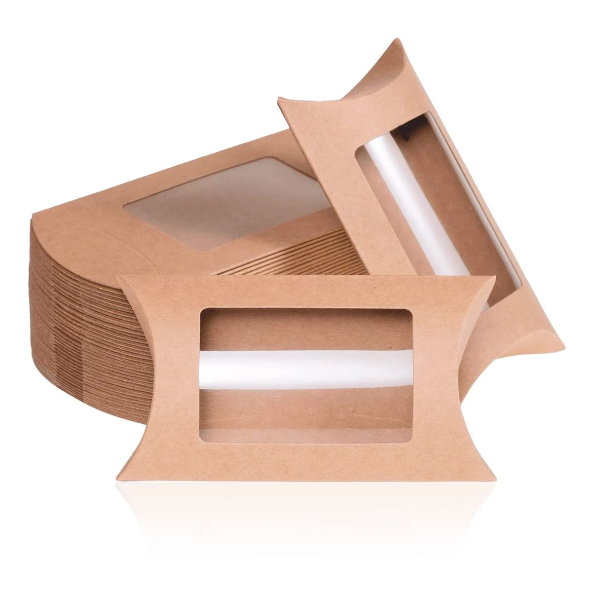 brown kraft pillow box with window