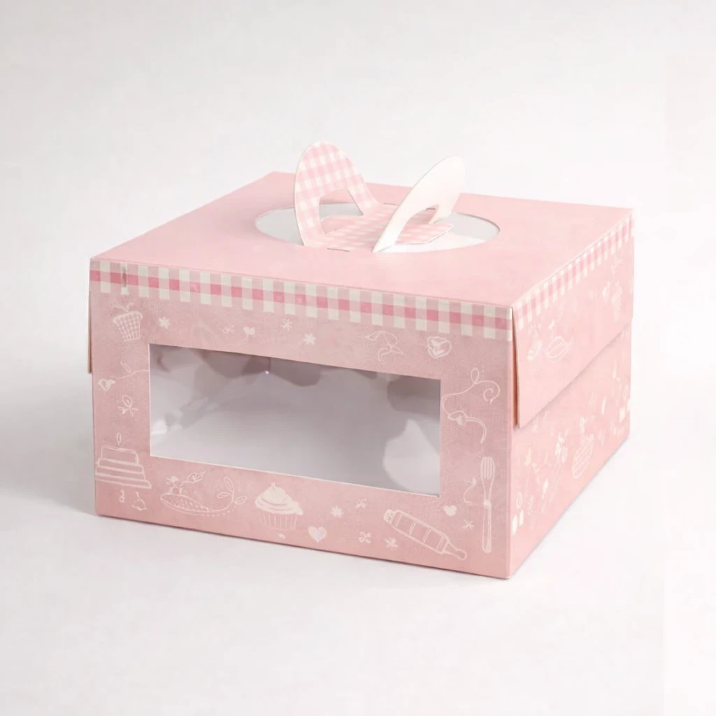 pink bakery cake boxes with window