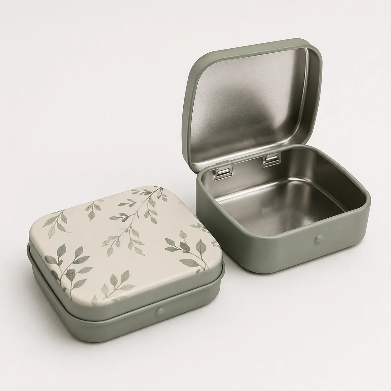 printed Square Hinged Tin Boxes