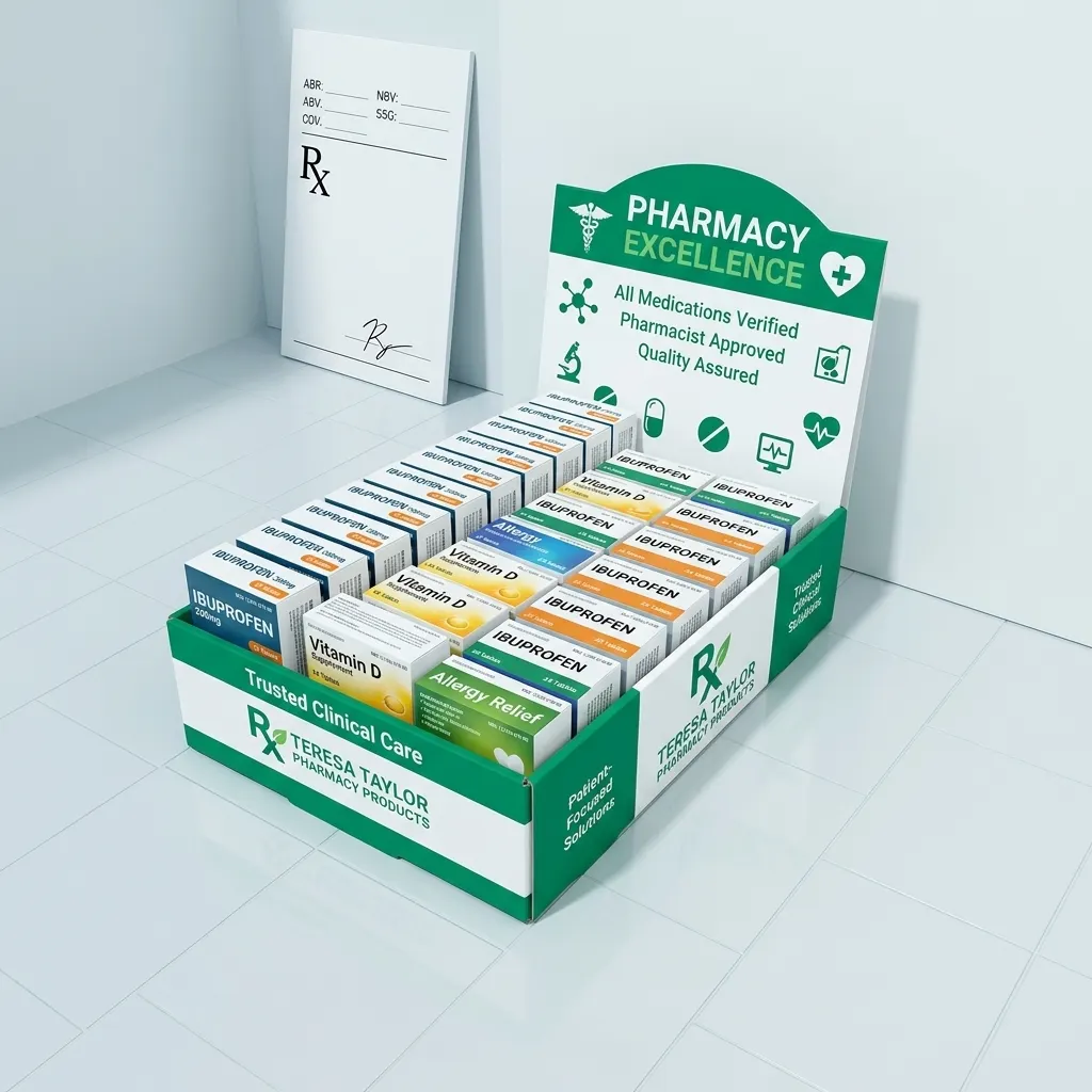 cardboard pharmacy counter displays box