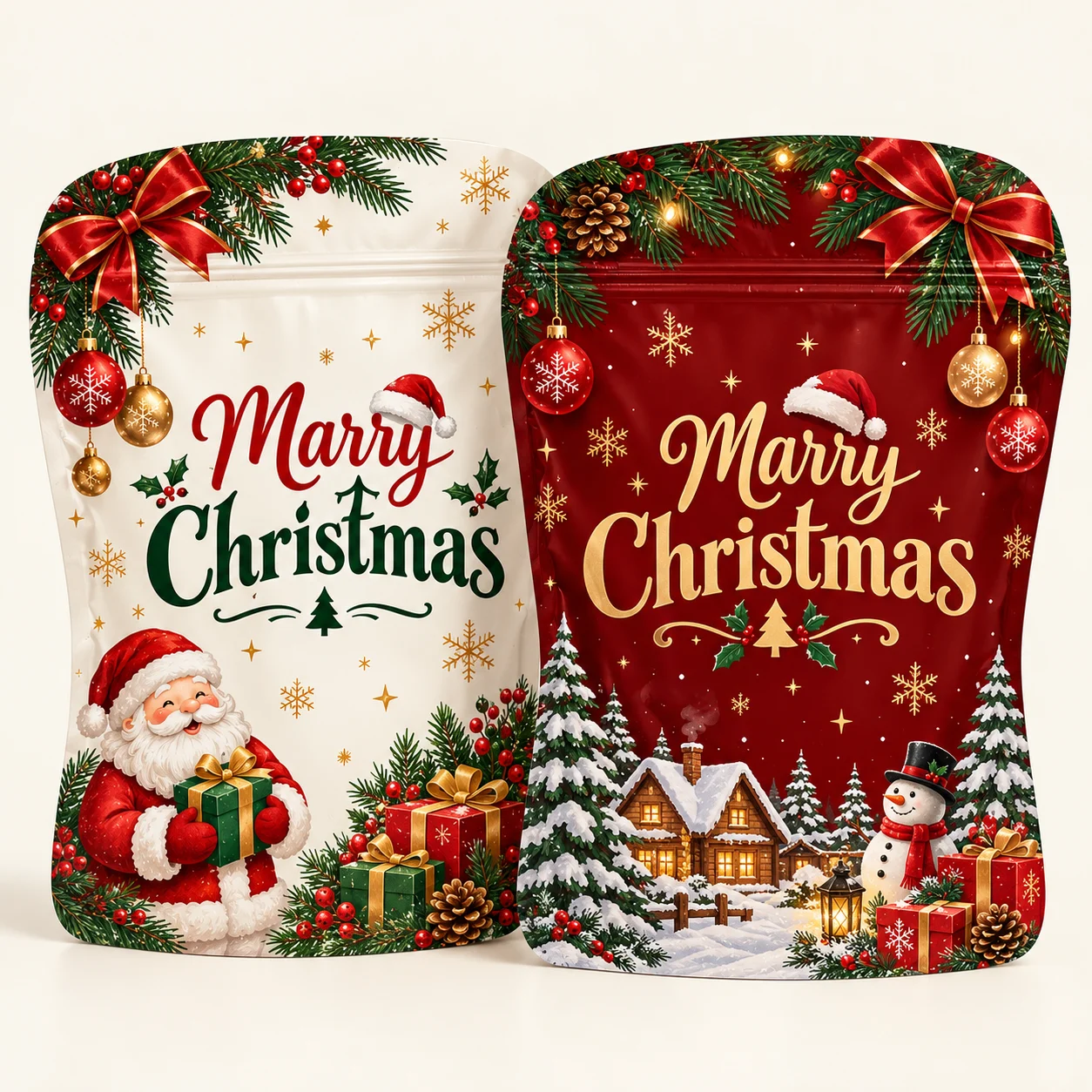 christmas tree printed mylar bags