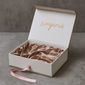 Personalised lingerie packaging with embossed logo