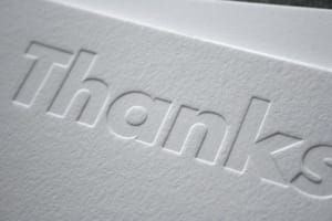 debossing finishing on box