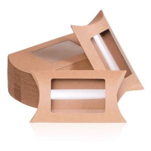 brown kraft pillow box with window