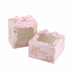 pink bakery boxes with window