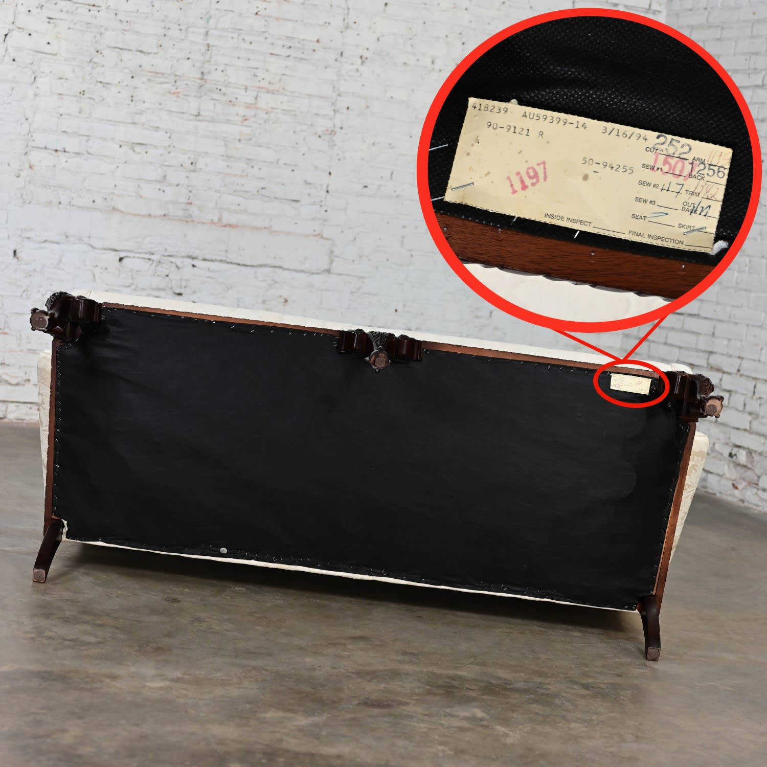 Late 20th Century Chippendale Style Camelback Settee Sofa Cabriole Legs with Eagle Ball & Claw Feet by Pennsylvania House