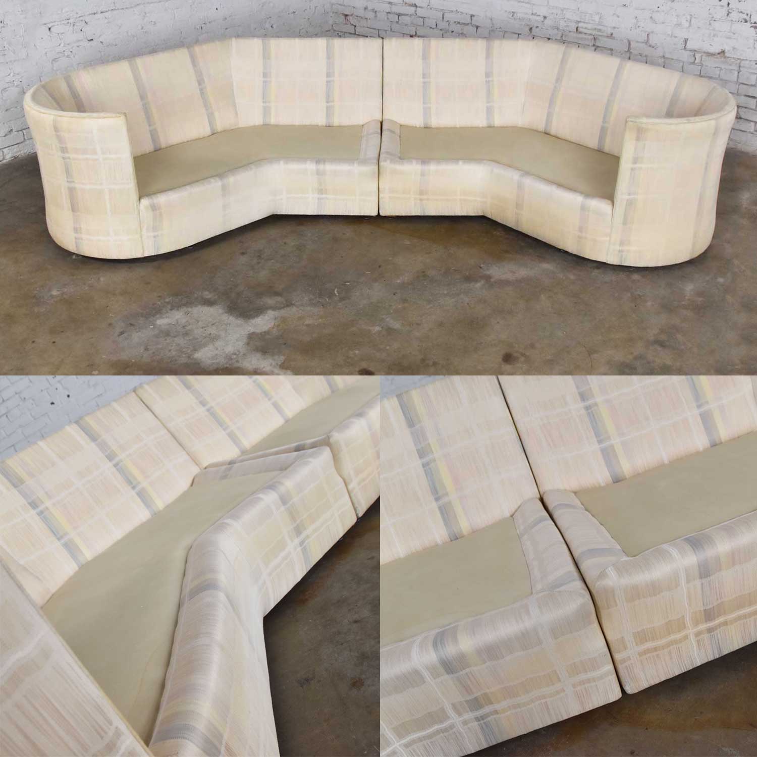 Vintage Modern or Art Deco Revival Two Piece Angled Sectional Sofa by Dansen for Hekman