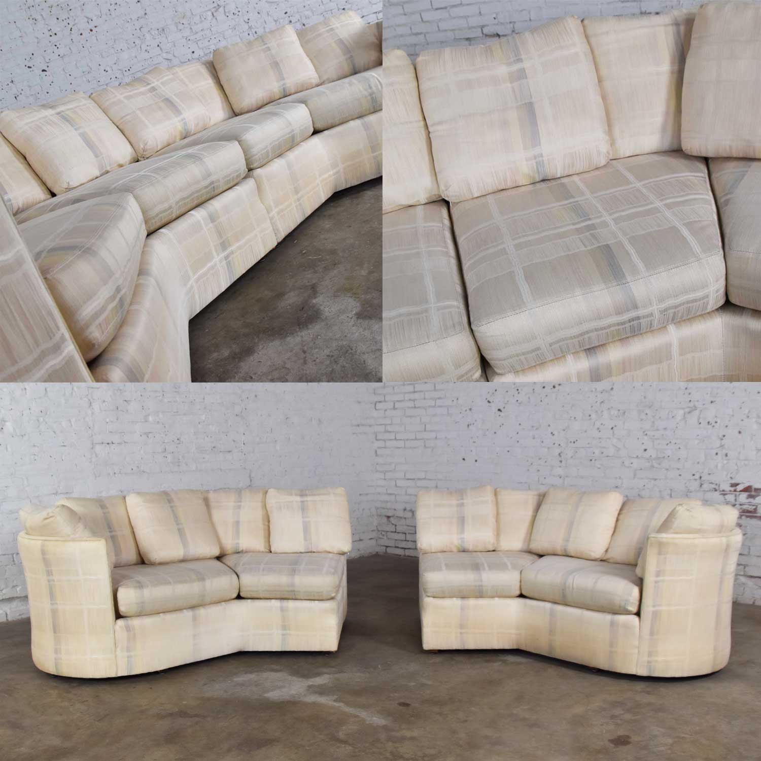 Vintage Modern or Art Deco Revival Two Piece Angled Sectional Sofa by Dansen for Hekman