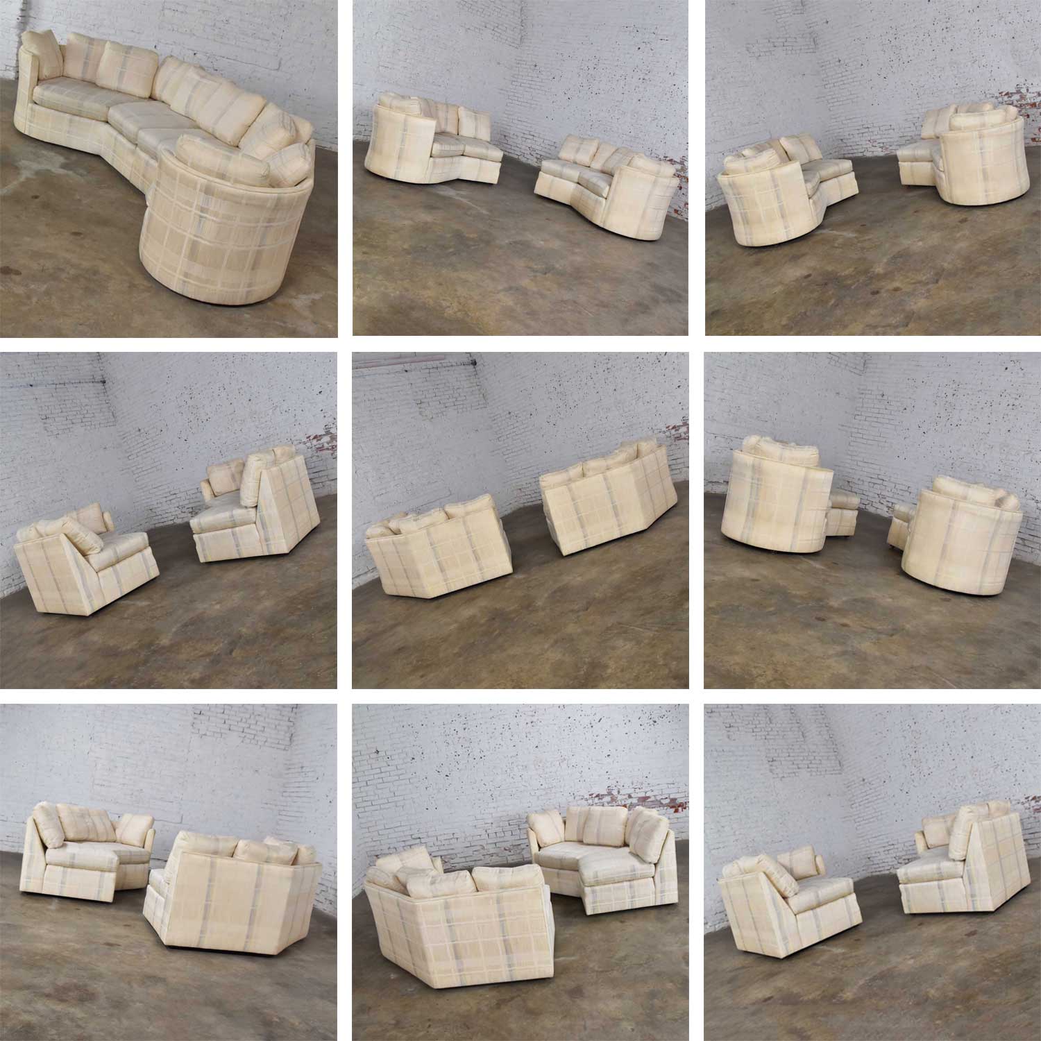 Vintage Modern or Art Deco Revival Two Piece Angled Sectional Sofa by Dansen for Hekman