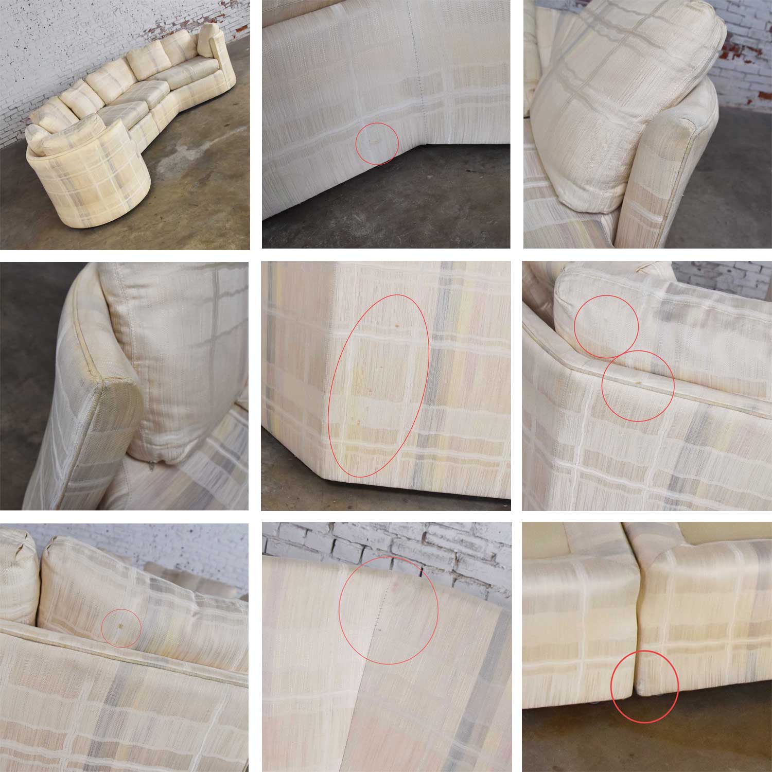 Vintage Modern or Art Deco Revival Two Piece Angled Sectional Sofa by Dansen for Hekman