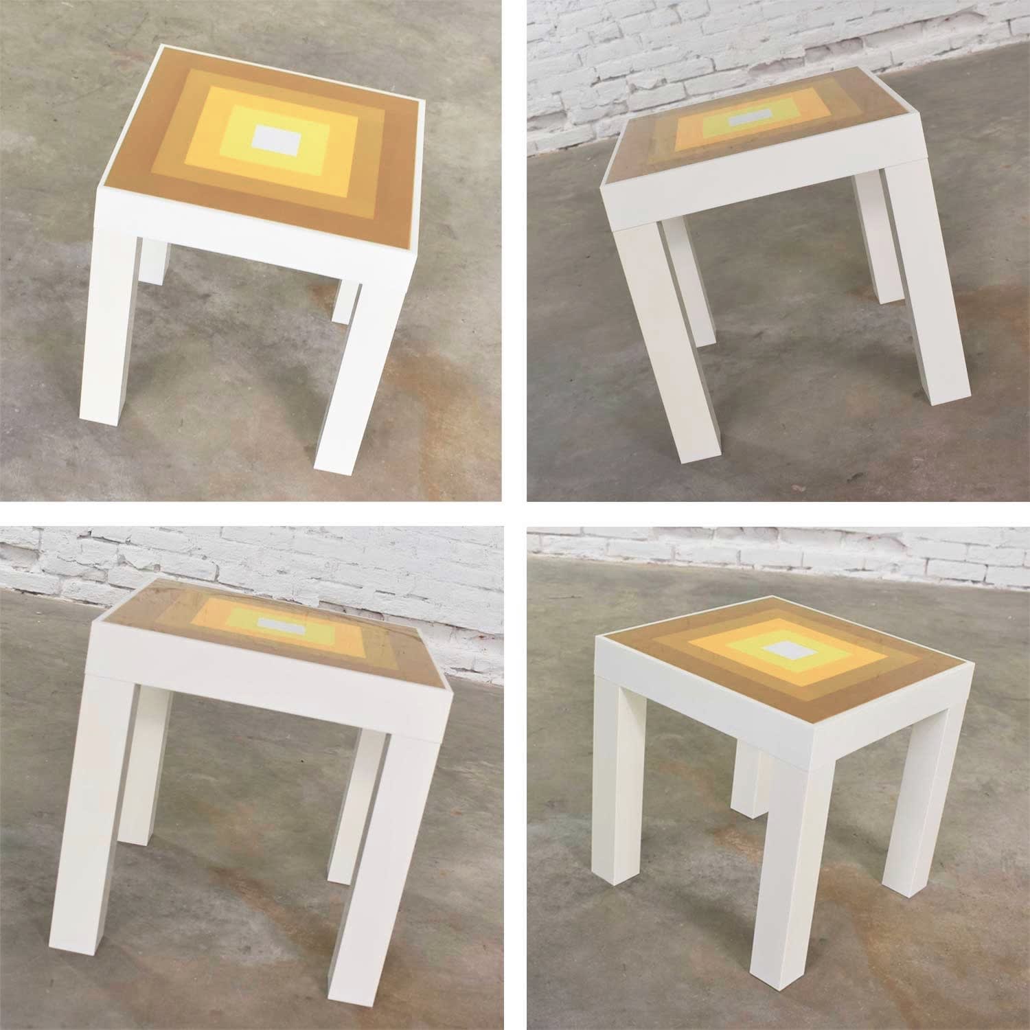 Trio of Mod Pop Art Plastic Parsons Style Square Side Tables Style Kartell or Syroco