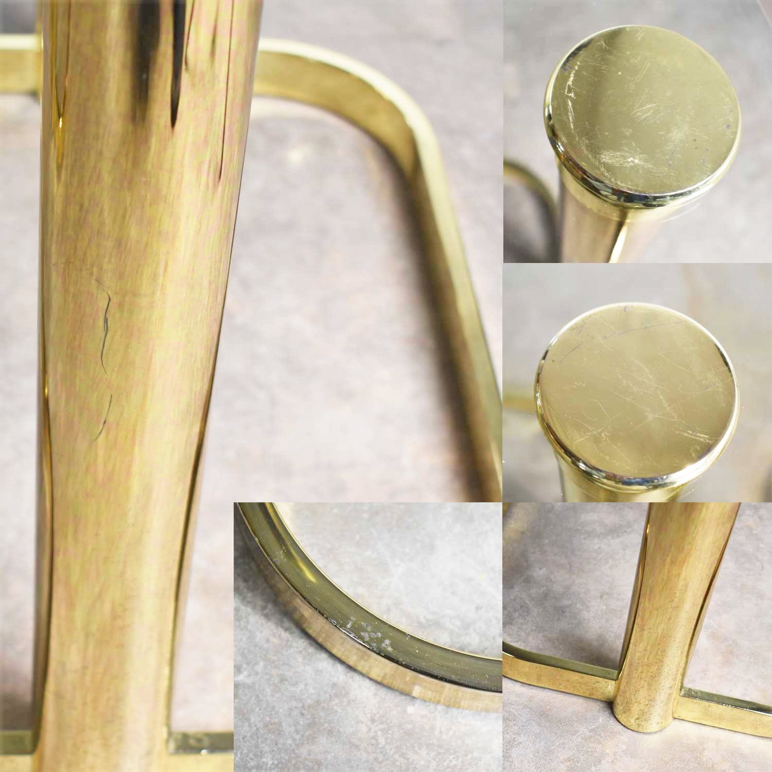 Modern Pair of End Tables Brass Plate and Glass Attributed to Leon Rosen for The Pace Collection