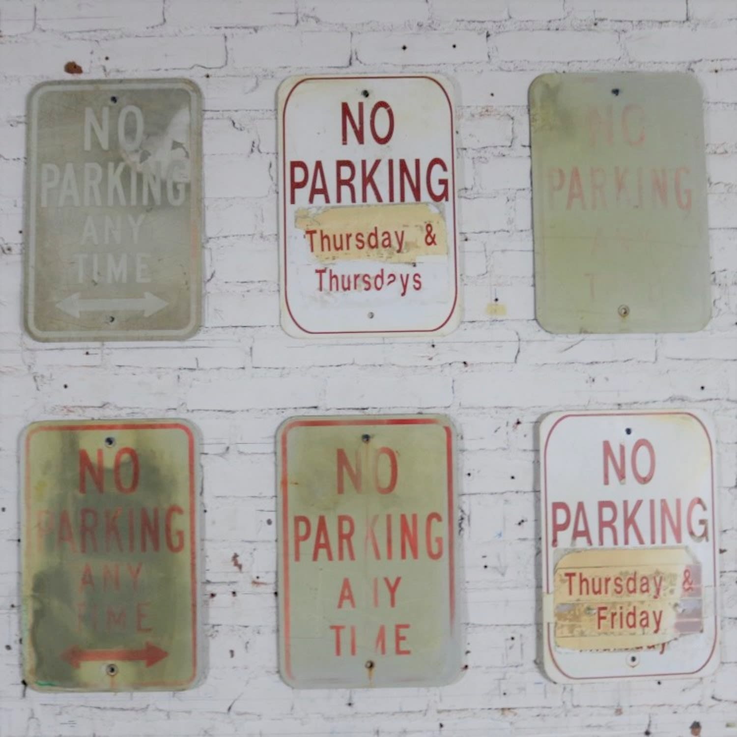 Eighteen Vintage Metal No Parking Signs