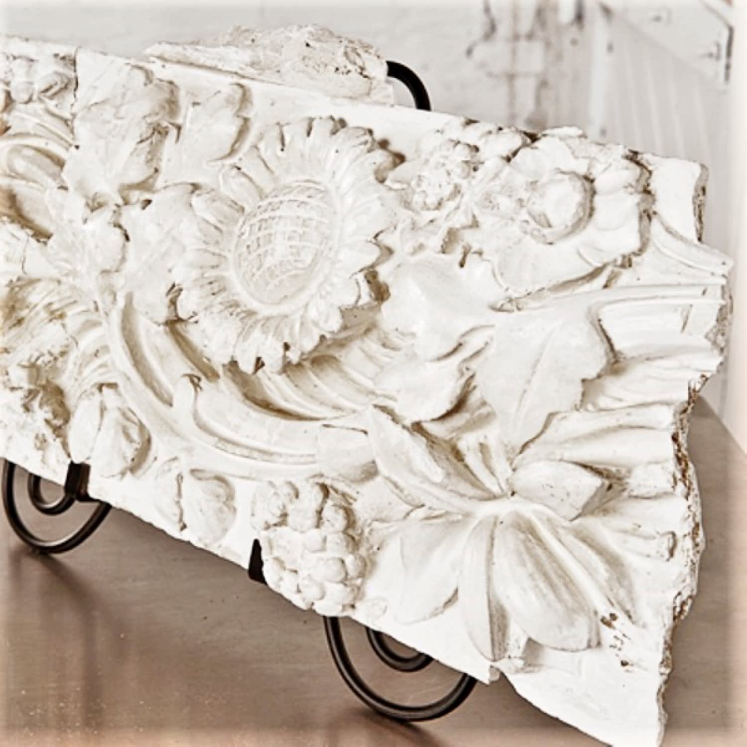 Antique Plaster Sunflower Architectural Relief - unique