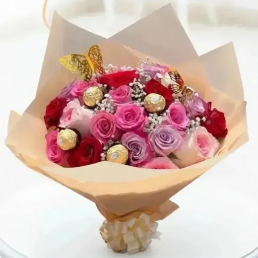 Ramo de rosas con rosas rosadas para 15 años en Guayaquil - Floreria DIFIORI Guayaquil