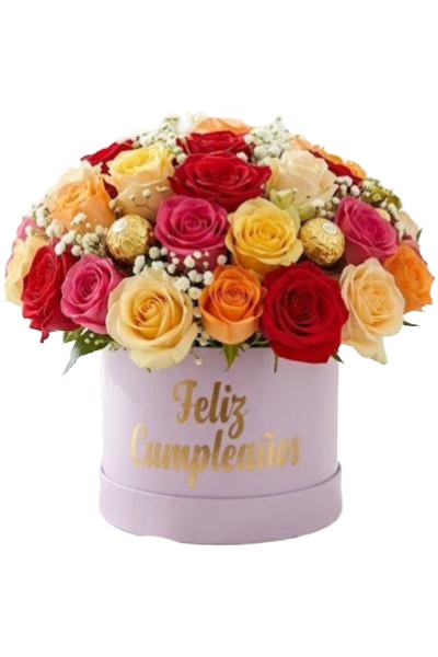 Flores arcoíris para cumpleaños en Guayaquil - Floreria DIFIORI Guayaquil