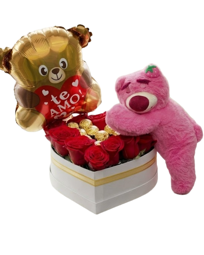 Flores rojas con chocolate y el oso Lotso en Guayaquil - Floreria DIFIORI Guayaquil