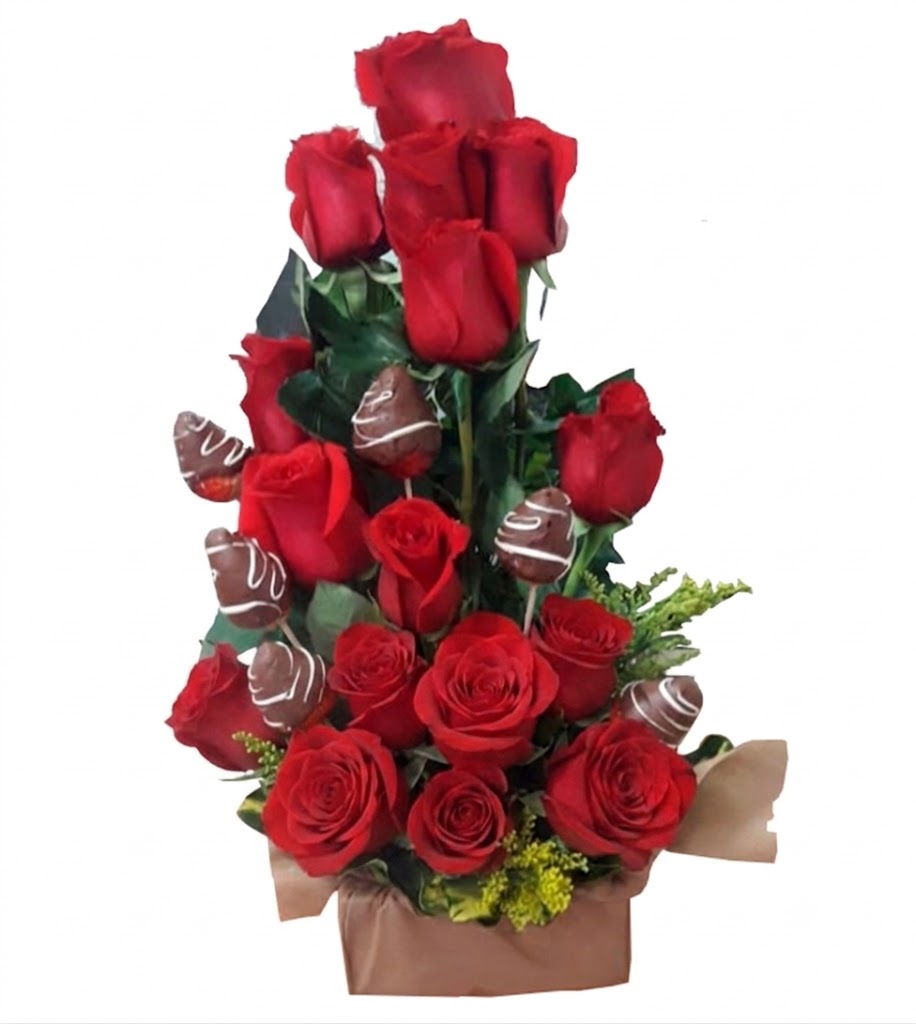 Frutillas con Chocolate y Rosas Rojas | Guayaquil - Floreria DIFIORI Guayaquil