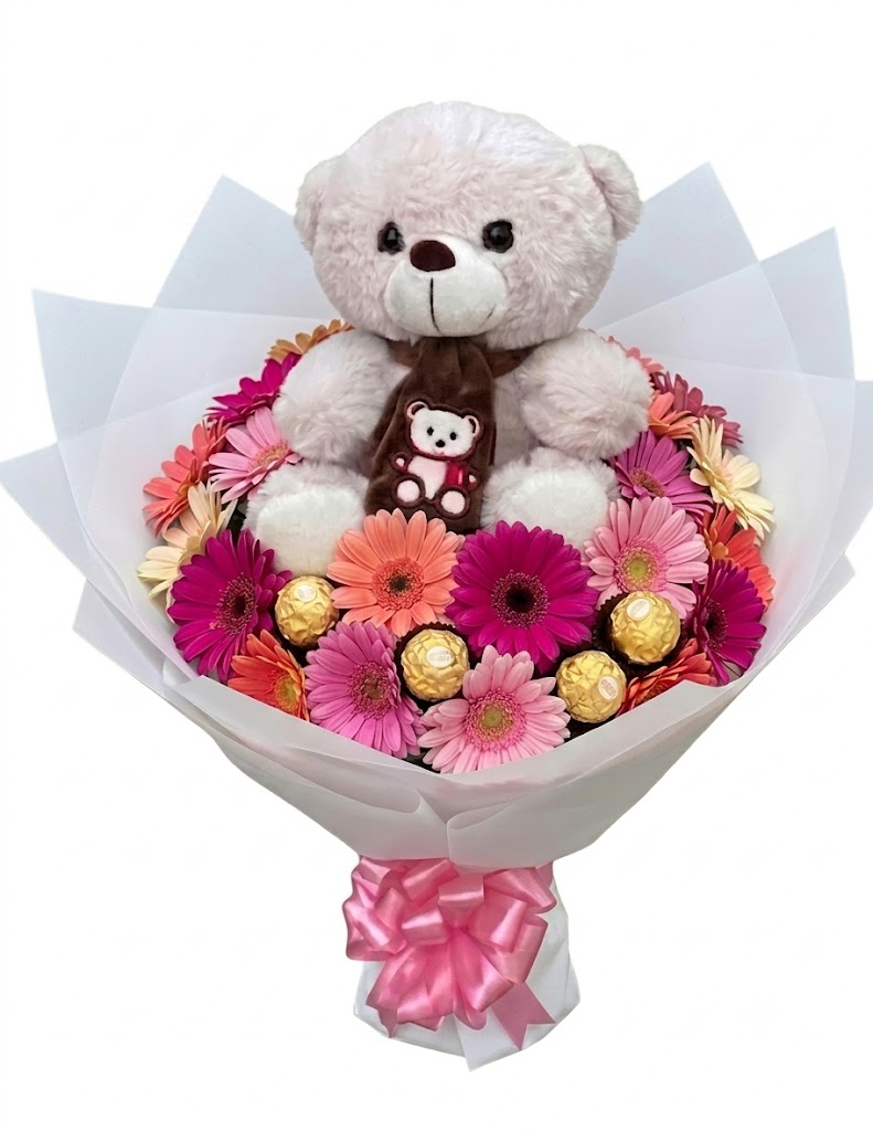Ramo de Gerberas con Peluche para Cumpleaños en Guayaquil - Floreria DIFIORI Guayaquil