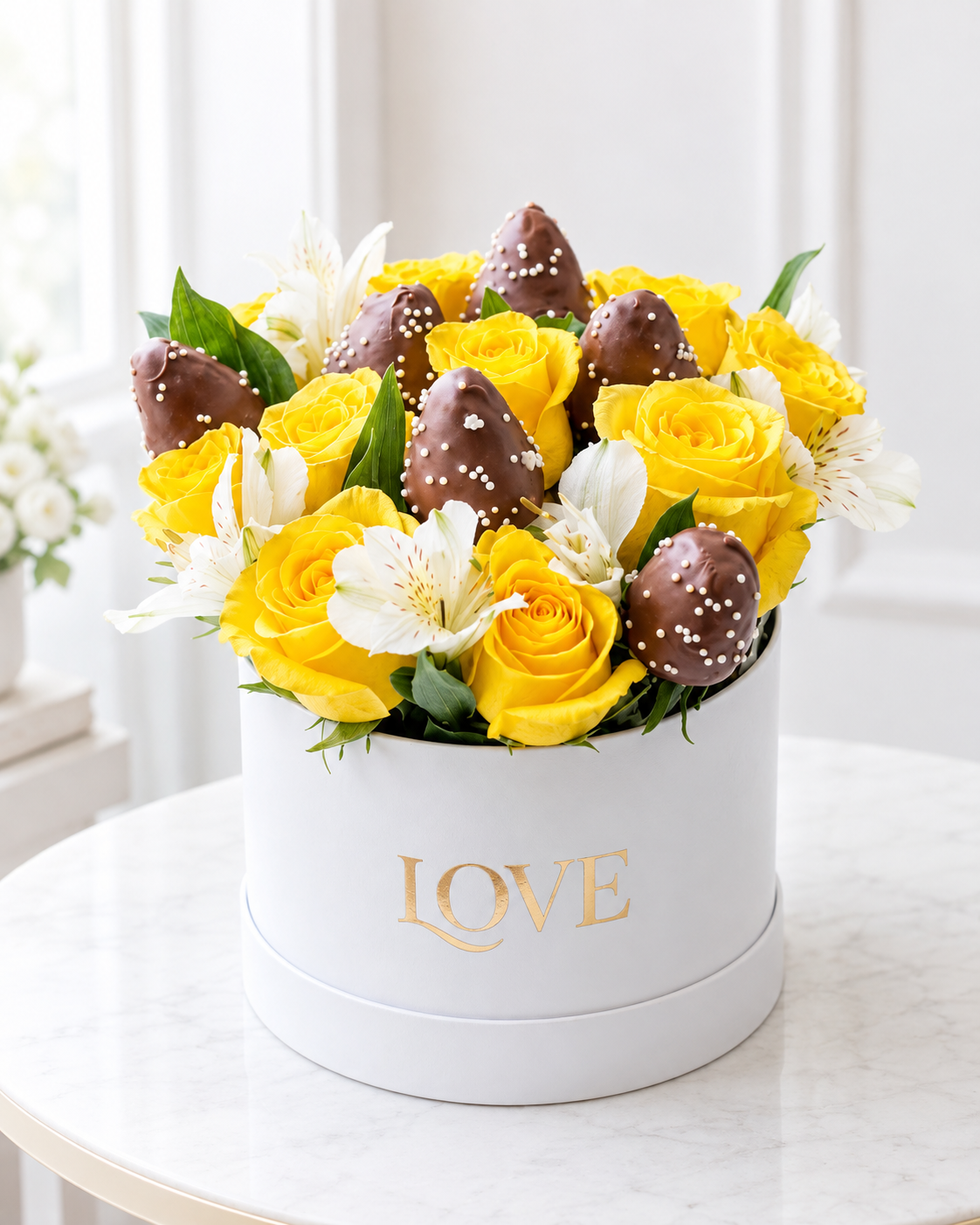 Rosas Amarillas con Frutillas y Chocolate en Guayaquil - Floreria DIFIORI Guayaquil
