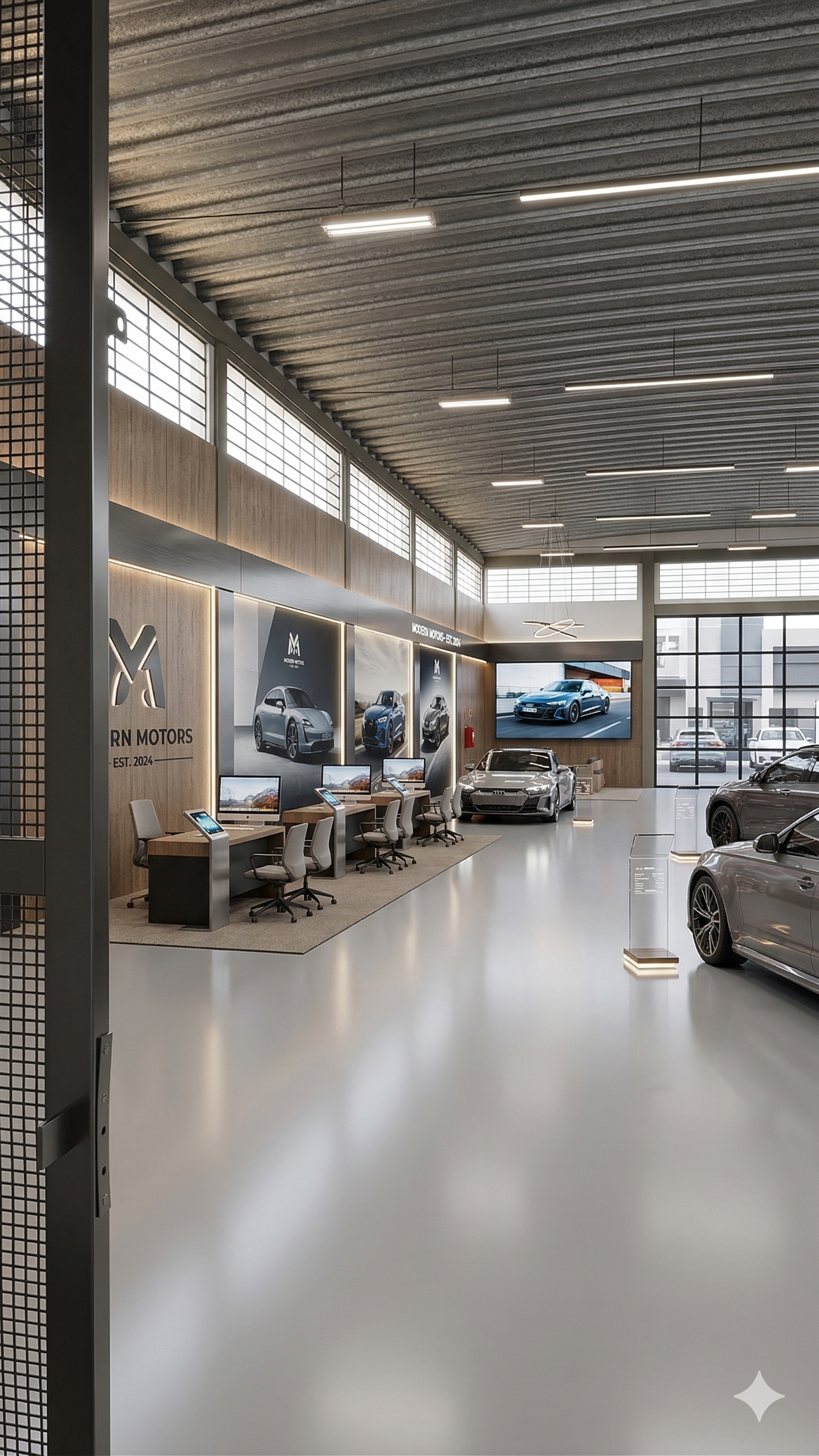 Showroom adaptado com veículos em exposição