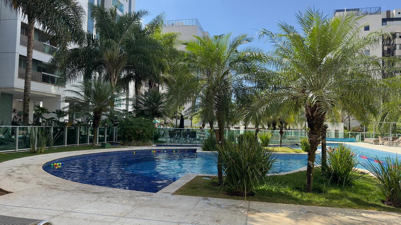 Vista da área de lazer e piscina