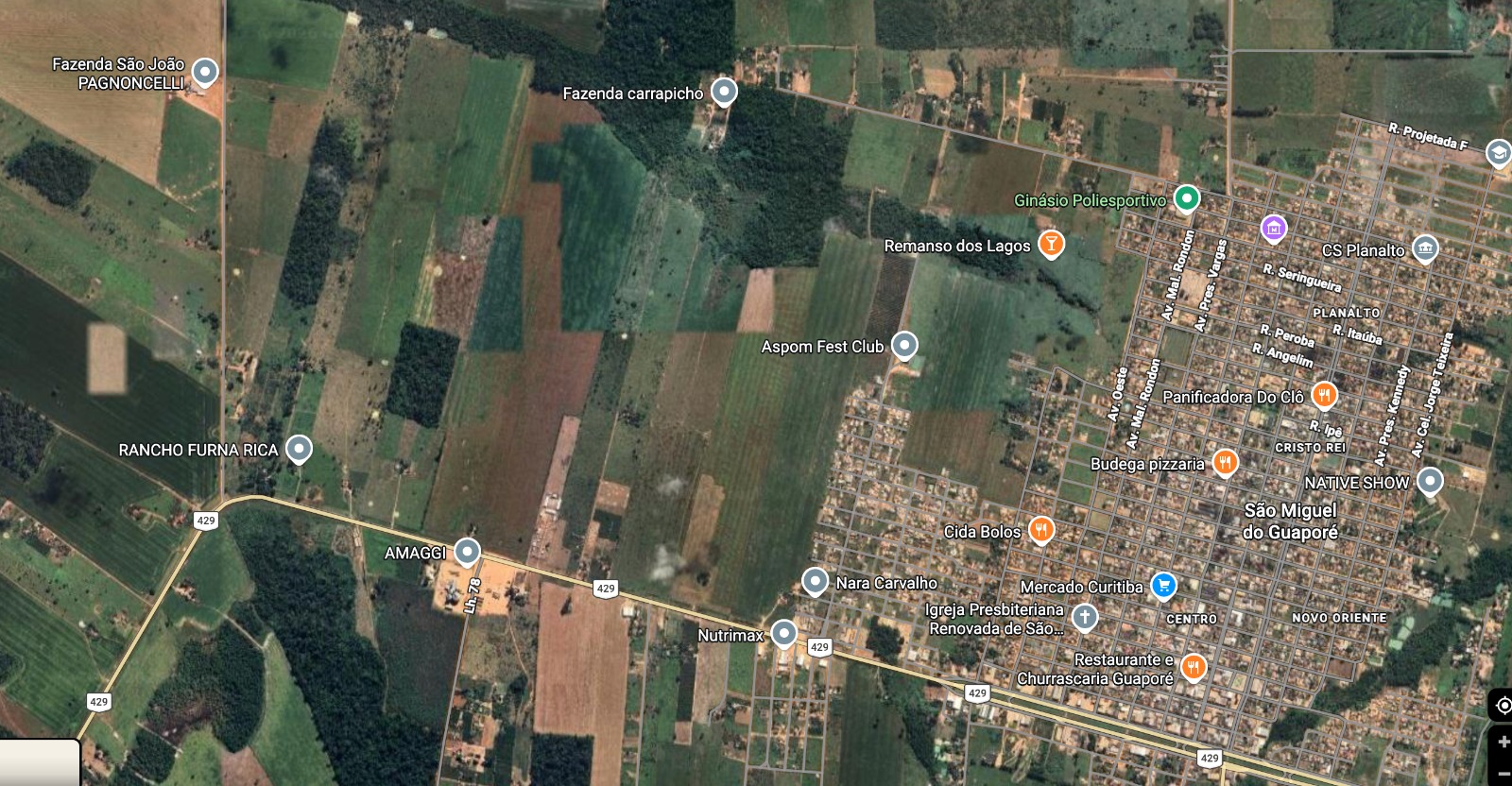 Imagem de mapa da área em São Miguel do Guaporé