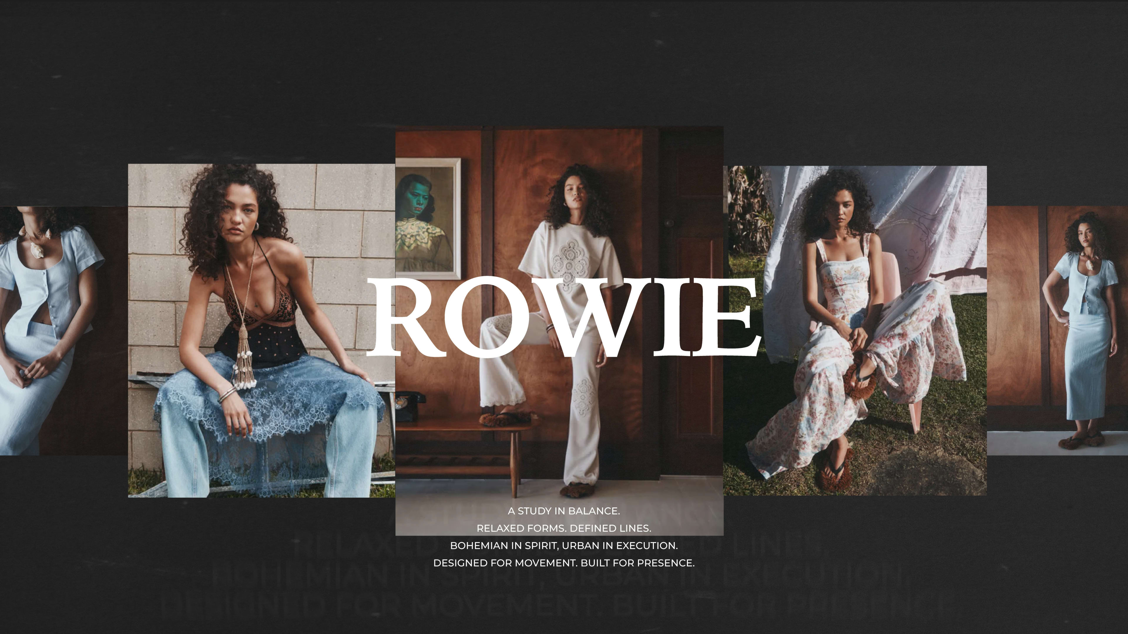 ROWIE — Identidad visual y landing page para marca de moda.