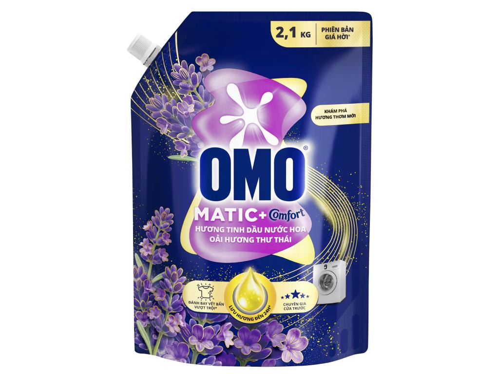 Nước giặt OMO Matic Comfort cửa trước hương oải hương thư thái túi 2.1kg