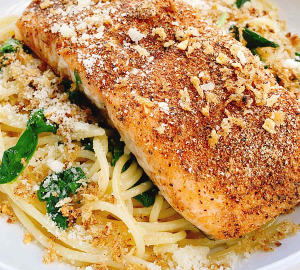 Date Night Blackened Salmon Pasta