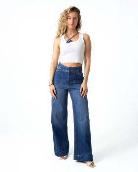 ᐅ Buy KUYICHI Farrah women's high-waisted wide-leg jeans blue