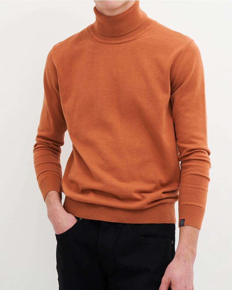 Polo Neck Rollkragenpullover Herren Dunkelrot Rollkragen Herren