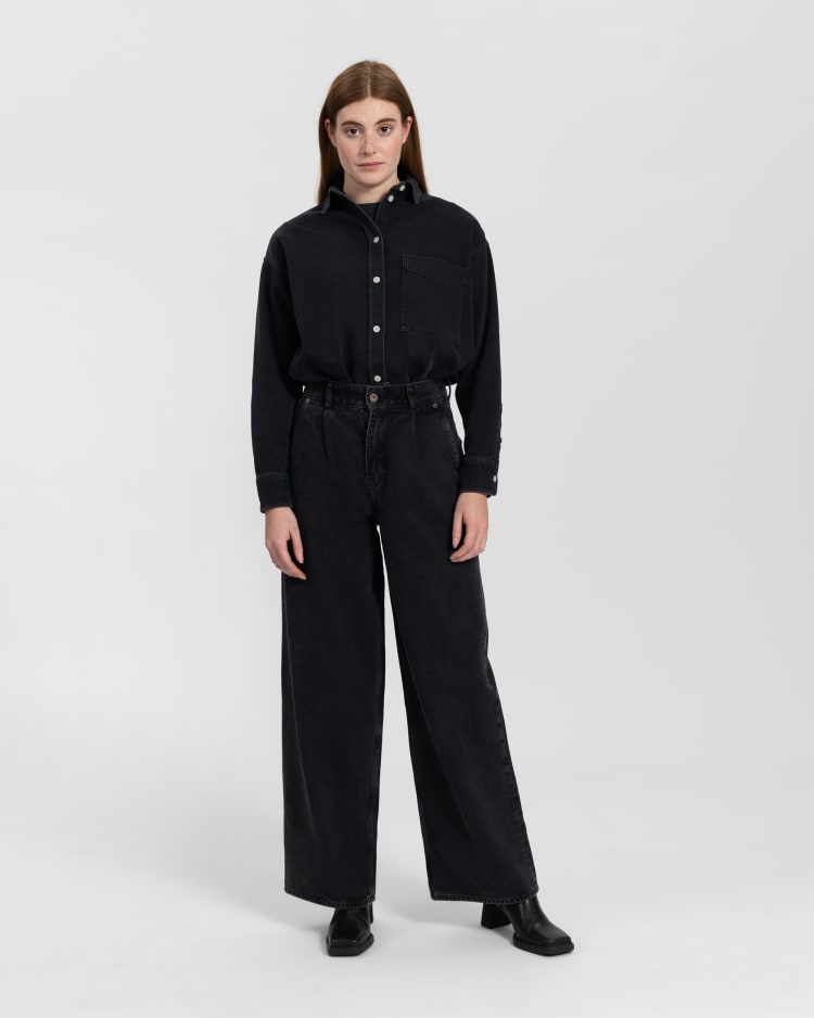 Teigan Wide-leg Faltenjeans