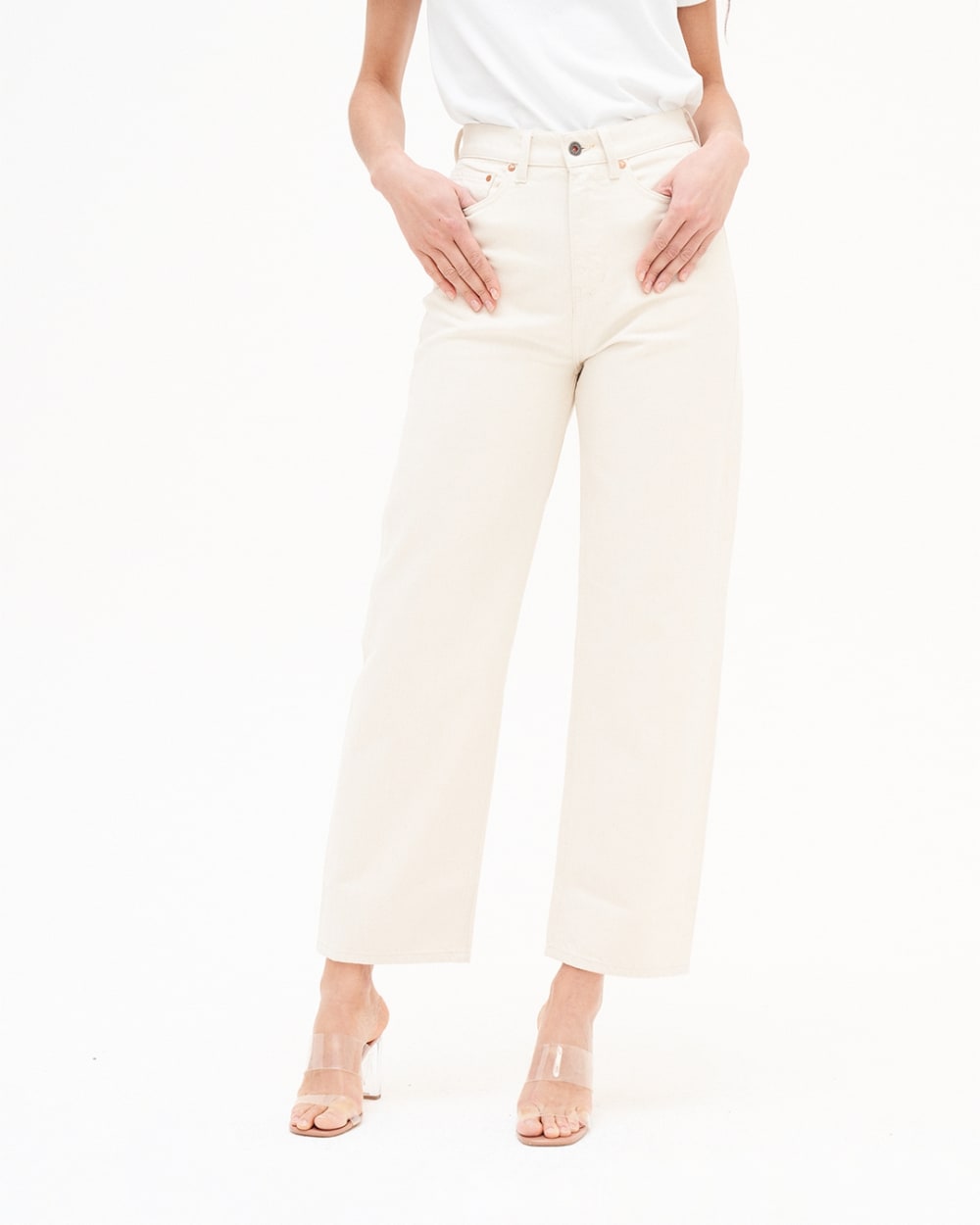 Bobbie undyed witte barrel jeans