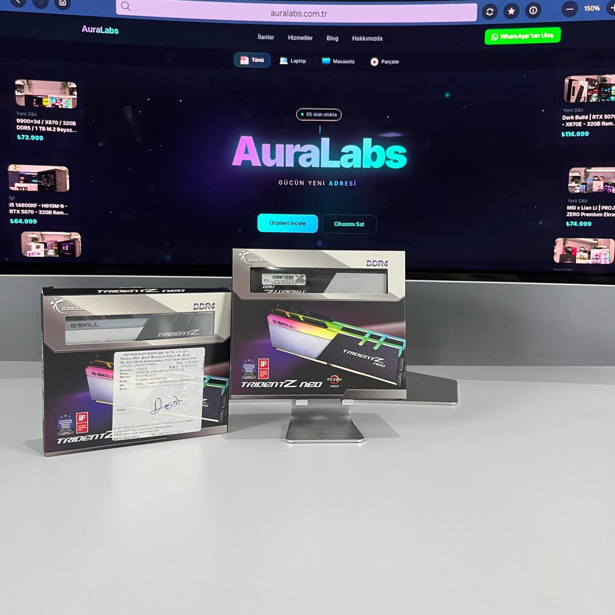 G.Skill Trident Z Neo RGB 16 GB (2x8) 3600 MHz CL16 DDR4 Ram — görsel 1/1
