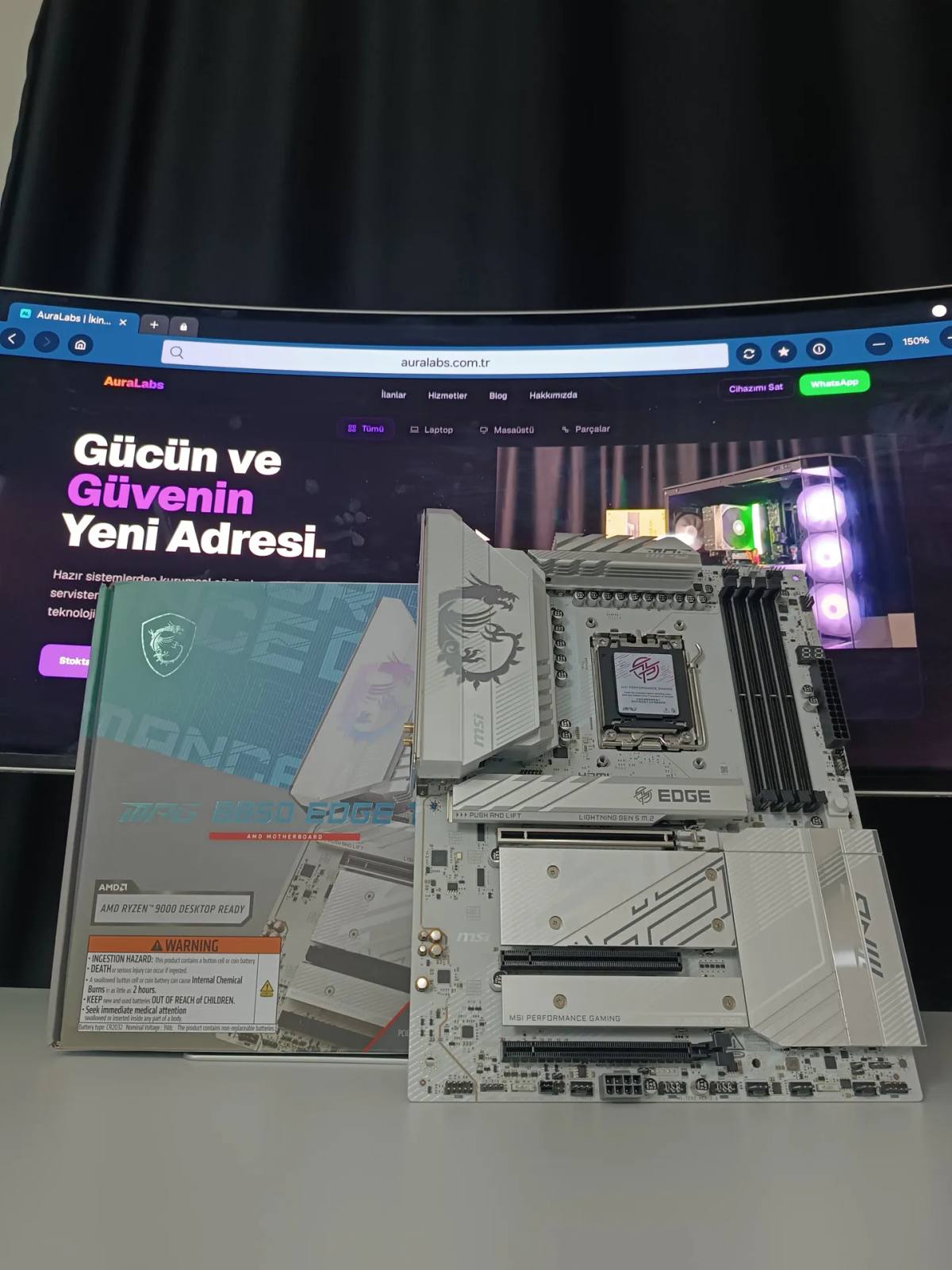 MSI MPG B850 Edge TI Wi-Fi AMD AM5 DDR5 ATX Anakart — görsel 1/2
