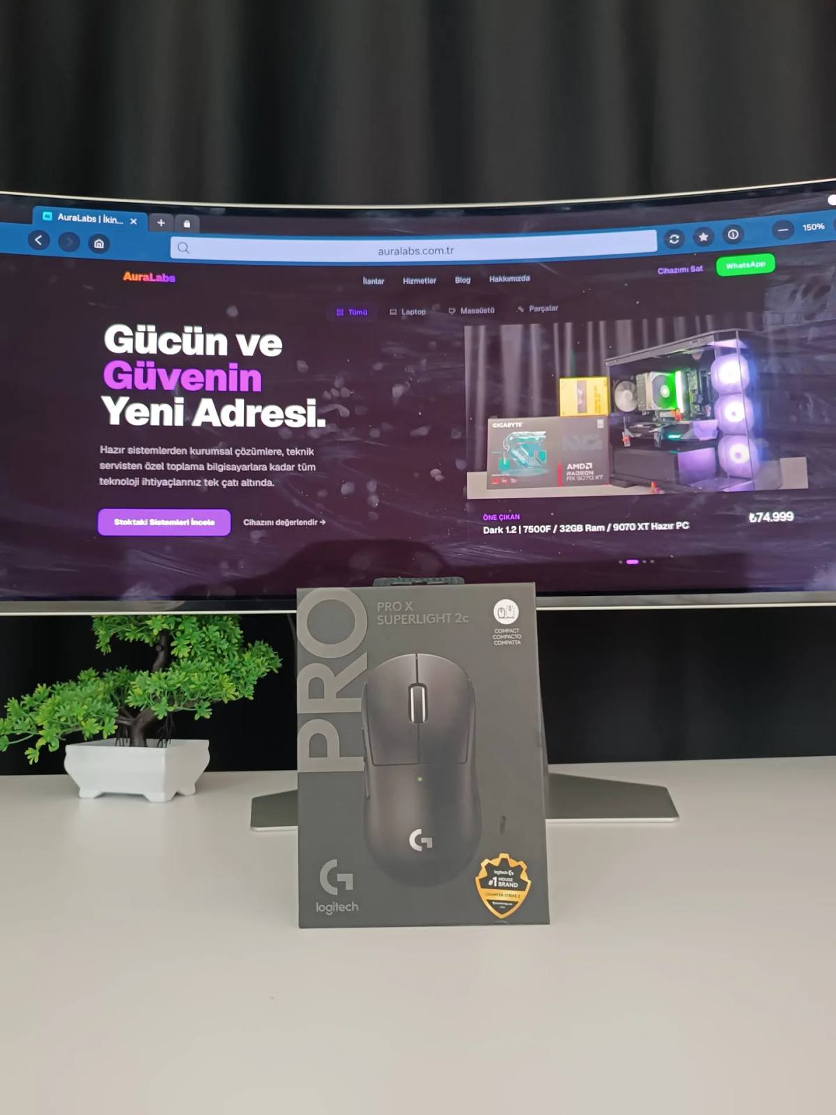 Logitech G PRO X Superlight 2C Siyah Optik Kablosuz Oyuncu Mouse — görsel 1/2