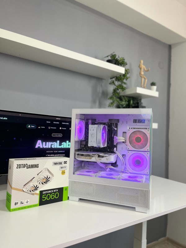 7800x3D / RTX 5060 / 16 GB DDR5 / 1 TB SSD Beyaz Bilgisayar
