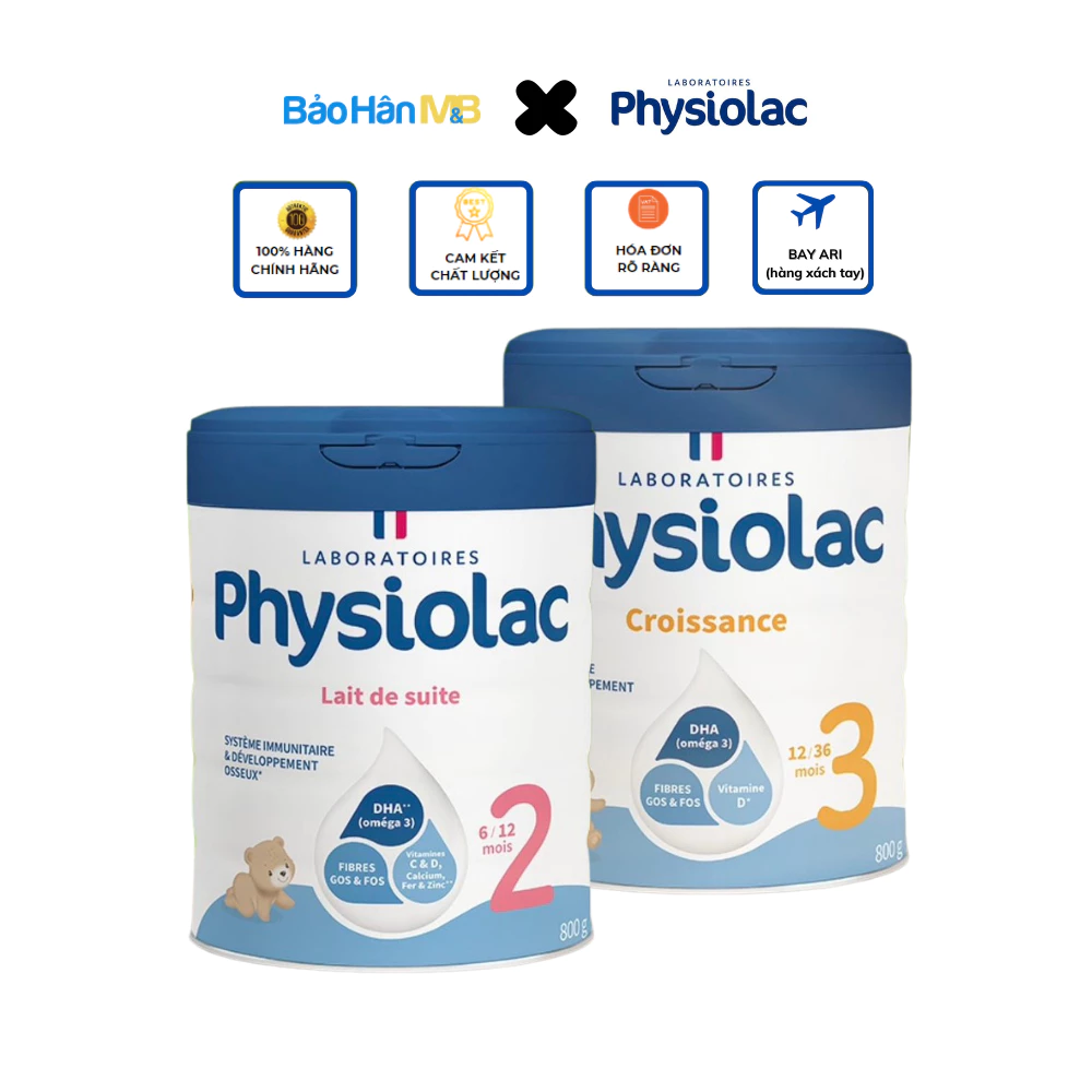 Sữa Bột Physiolac HÀNG XÁCH TAY PHÁP số 1, 2, 3 - Lon 800g - DATE 2026 2027