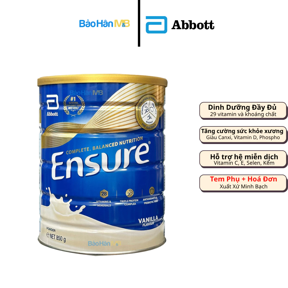 Sữa bột Ensure Úc Abbott Nhập Khẩu lon 850g