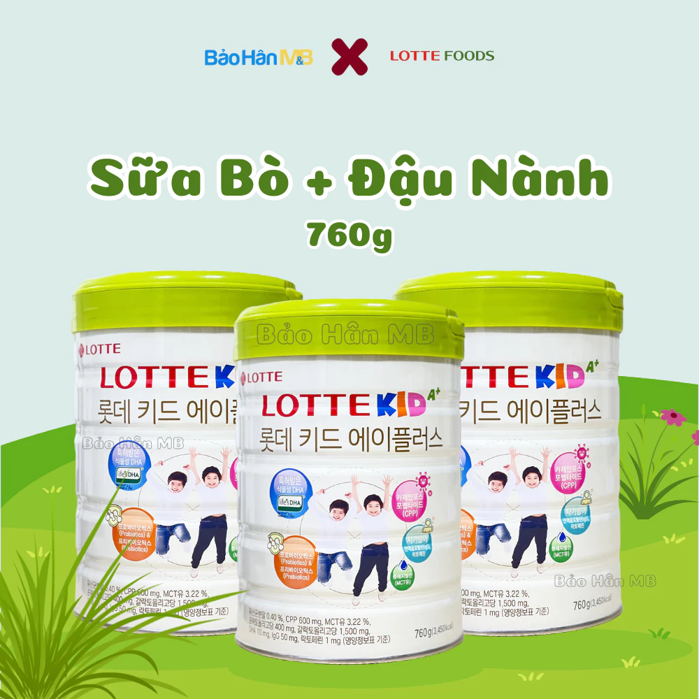 Sữa bột Lotte Kid A+ nhập khẩu Hàn Quốc Lon 760g - Tăng chiều cao và cân nặng