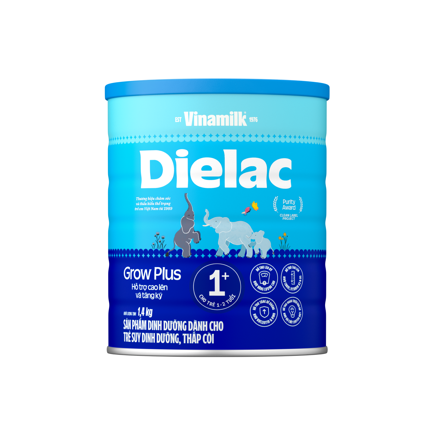Sữa bột Dielac Grow Plus Vinamilk đủ số 1+ 2+ Lon 1,4kg