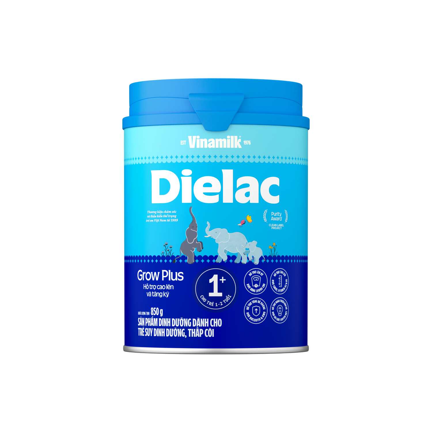Sữa bột Dielac Grow Plus Vinamilk đủ số 1+ 2+ Lon 850g