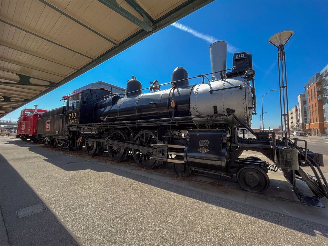 Iron Horse Park Water Tower and CB&Q 710 Locomotive