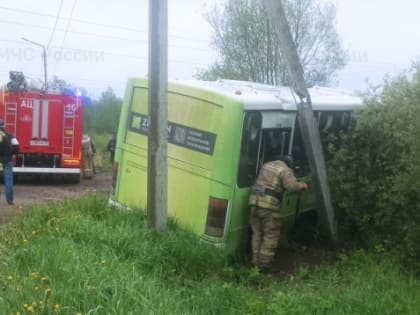 В Ярославской области рейсовый автобус врезался в столб: пострадала кондуктор