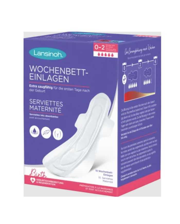 Serviettes de Maternite 10 Pieces Taille L 0-2 Semaines Lansinoh