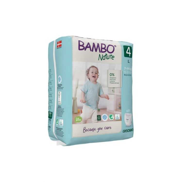 Culotte D'Apprentissage Taille 4L 7-12 KG 20 Unités Bambo Nature