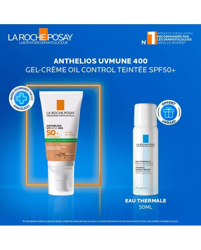 Offre Exclusive Web Anthelios Uvmune 400 Gel Crème Oil Control Teinte SPF 50 + Eau Thermal 50 ml Offerte La Roche-Posay