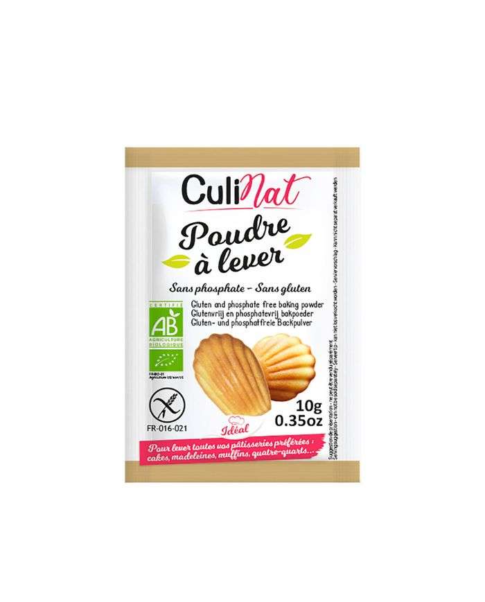 Culinat Poudre à Lever sans Gluten Pack de 8 Sachets 10 g Perl Amande