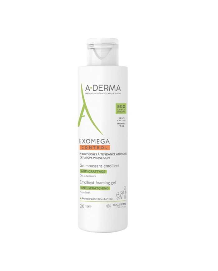 Aderma Exomega Control Gel Moussant Emollient Visage Corps 200 ml A-Derma